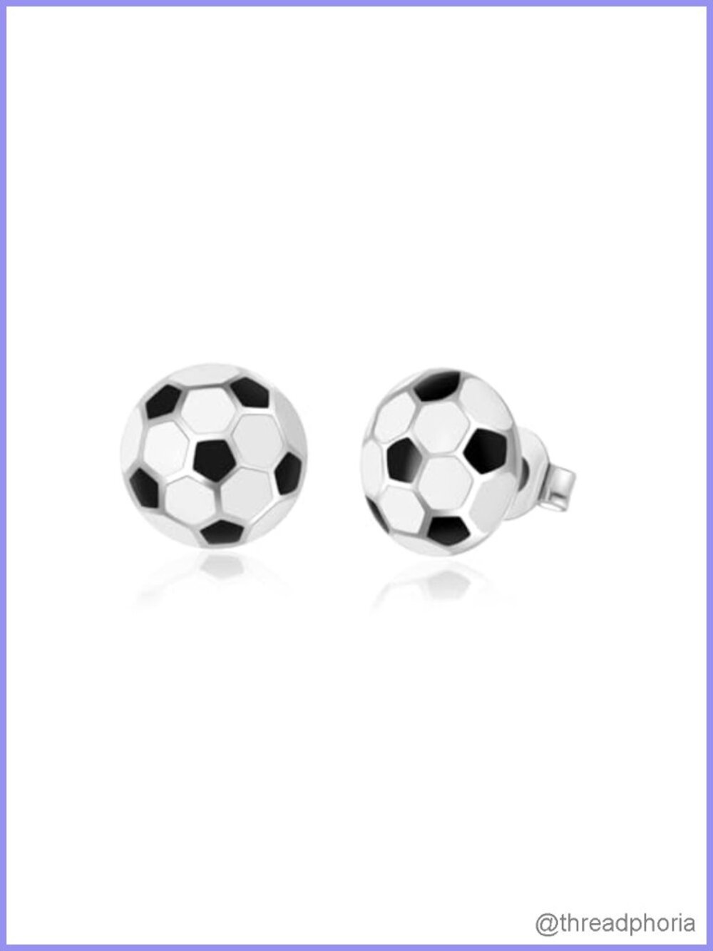 925 Sterling Silver Soccer Stud Earrings Hypoallergenic Sports Jewelry
